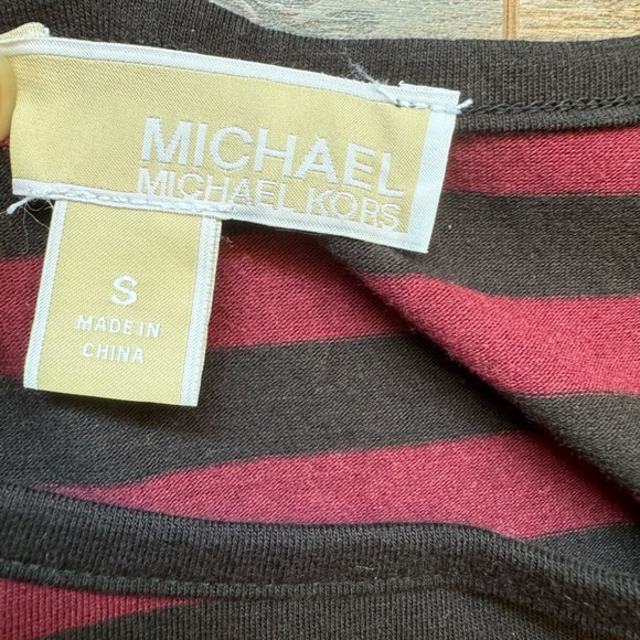 Small MICHAEL Michael Kors Black and Purple Stripe Long Sleeve. - Picture 2 of 4